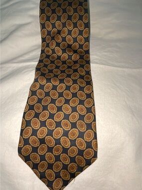 Classic Navy and Gold Patterned Men’s Tie BROOKS BROTHERS 100%